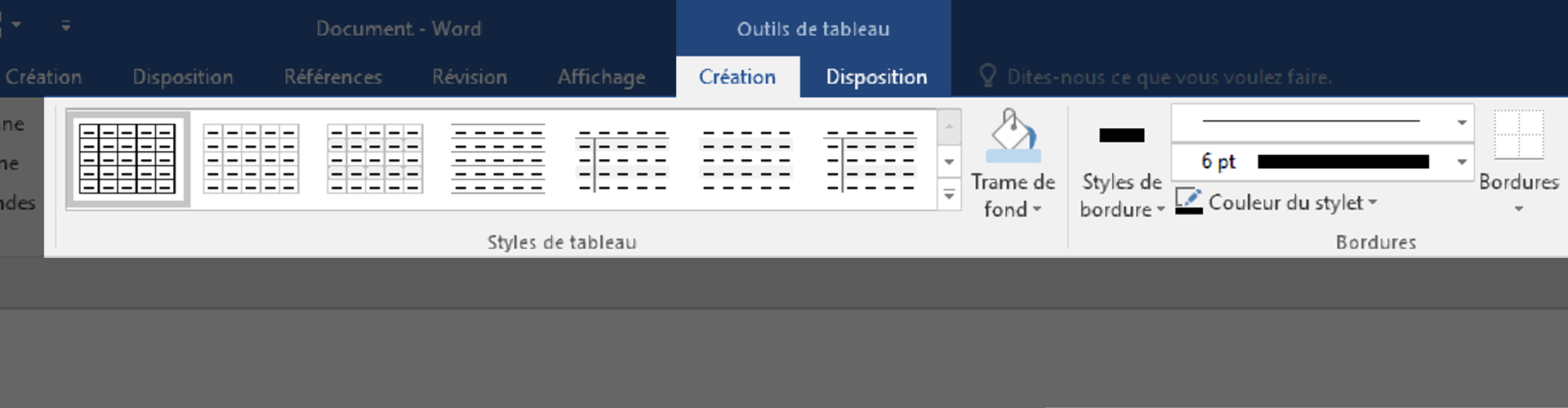 Mise en forme d'un tableau