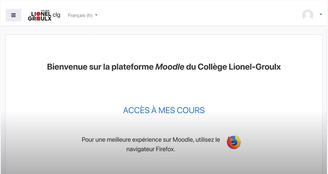 Page accueil Moodle